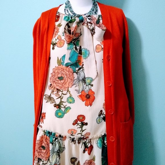 Sun and Moon Cream floral tunic top size S - Picture 2 of 8